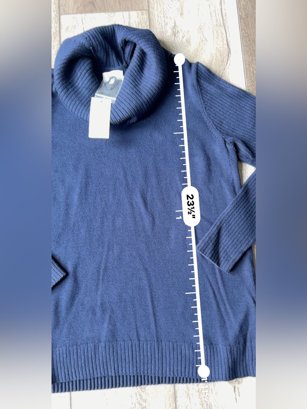 Crown & Ivy- Navy Cowl Neck Split SideSweater - Classic Cozy Knit - Picture 3 of 9